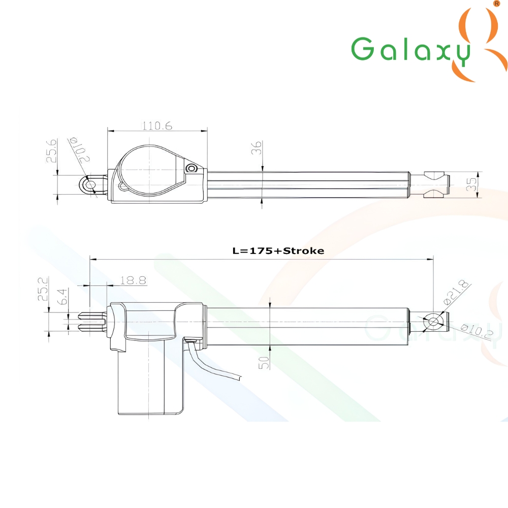 Galaxy Linear Actuator  GX-100-288-5-04-E 6000N Heavy Duty 12V-48V Electric Telescopic Linear Actuator for Recliner Chair Aluminum Construction with Permanent Magnet image 5